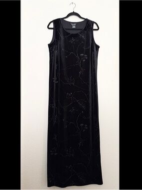 🤍 vintage 90’s tinsel floral velvet dress